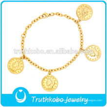 gold medal bracelet in priest pattern design hot fashion China factory 316L stainless steel or 304